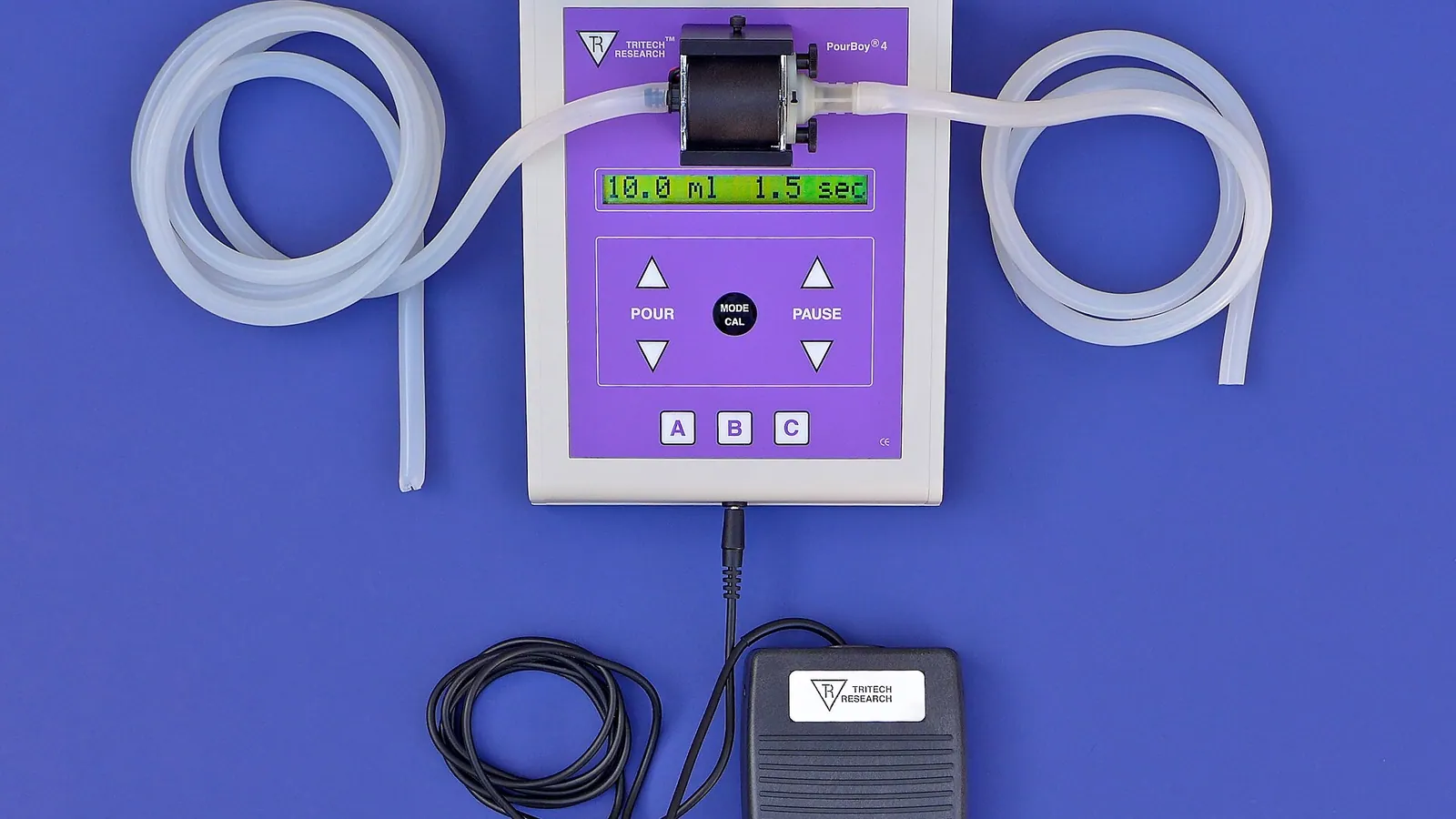 Wall-mounted solenoid dosing pump with digital display and coiled tubing